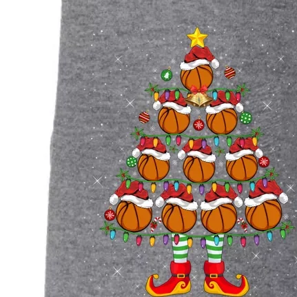 Xmas Holiday Santa Lights Basketball Christmas Tree Gift Doggie 3-End Fleece Hoodie