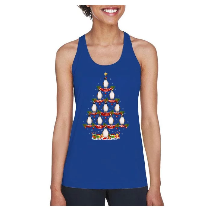 Xmas Holiday Santa Adelie Penguin Christmas Tree Gift Women's Racerback Tank