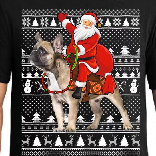 Xmas Holiday Ugly Santa Riding French Bulldog Christmas Gift Pajama Set