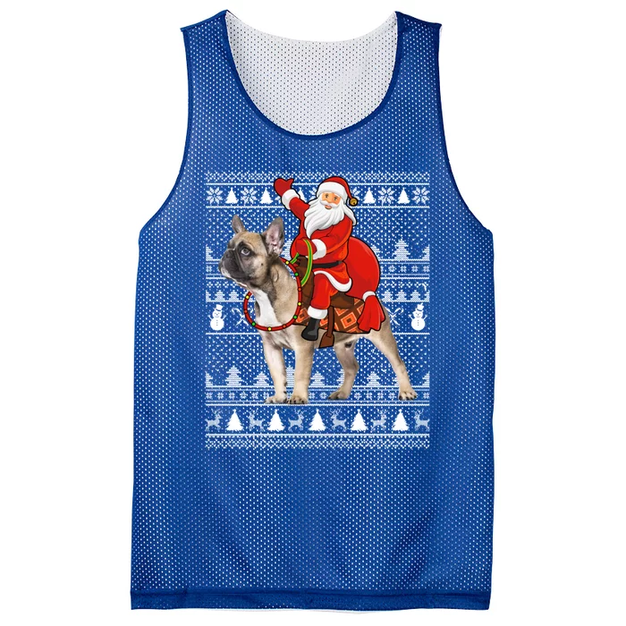 Xmas Holiday Ugly Santa Riding French Bulldog Christmas Gift Mesh Reversible Basketball Jersey Tank