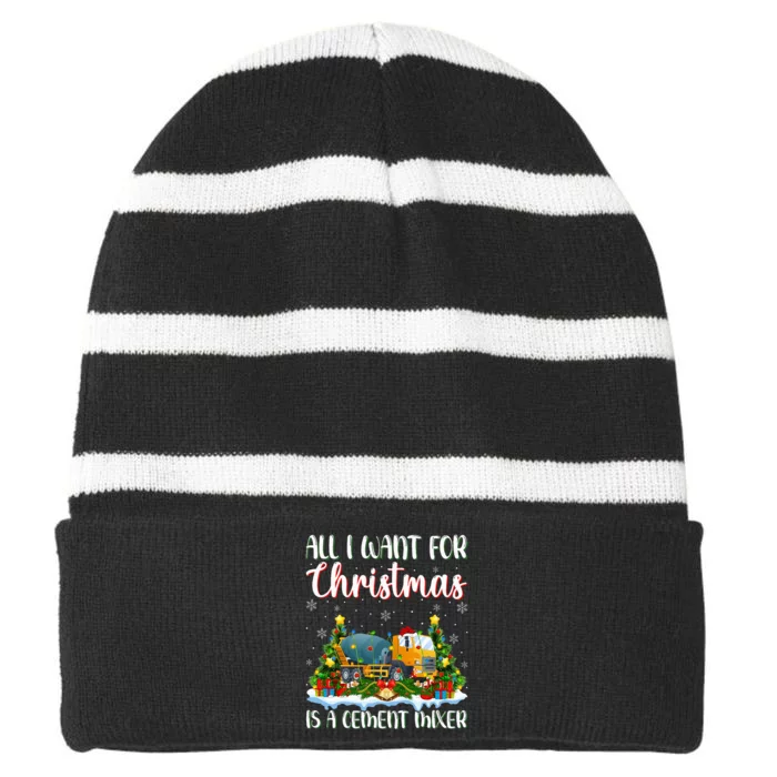 Xmas Lighting All I Want For Christmas Is A Cet Mixer Striped Beanie with Solid Band