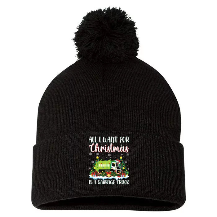 Xmas Lighting All I Want For Christmas Is A Garbage Truck Pom Pom 12in Knit Beanie