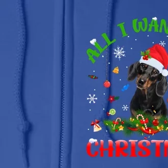 Xmas Lights All I Want For Christmas Dachshund Dog Lover Funny Gift Full Zip Hoodie