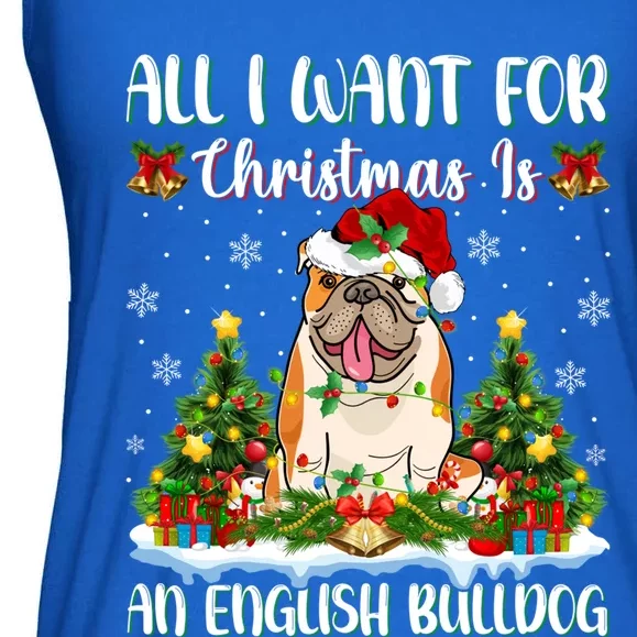 Xmas Lighting All I Want For Christmas Is A English Bulldog Gift Ladies Essential Flowy Tank