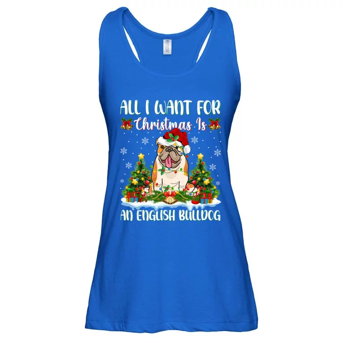 Xmas Lighting All I Want For Christmas Is A English Bulldog Gift Ladies Essential Flowy Tank