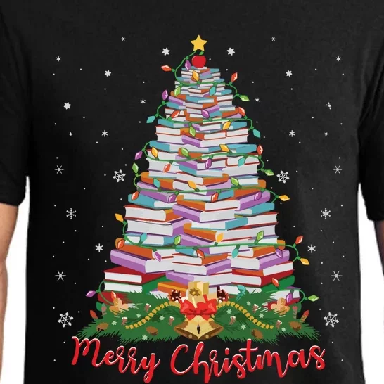 Xmas Light Book Lover Librarian Library Books Christmas Tree Pajama Set