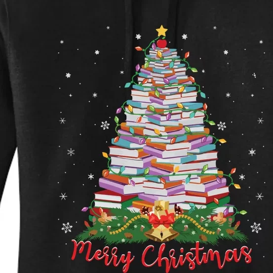 Xmas Light Book Lover Librarian Library Books Christmas Tree Women's Pullover Hoodie