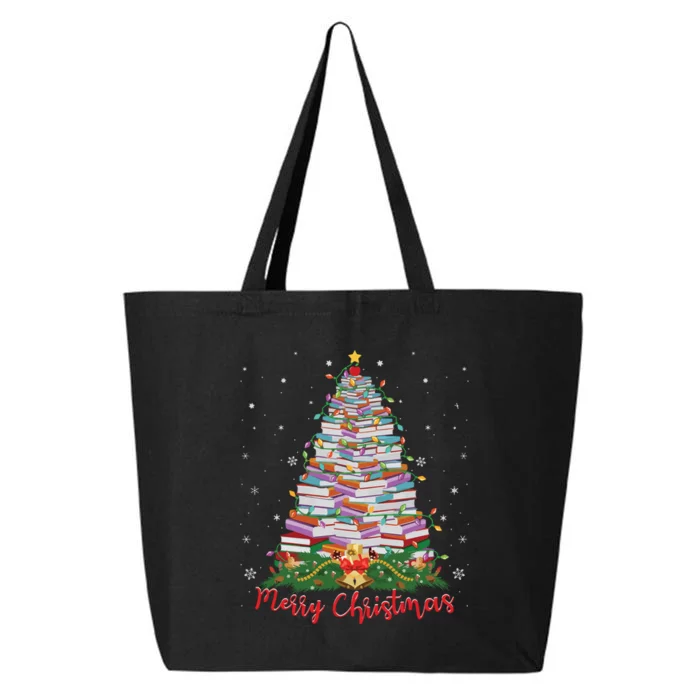 Xmas Light Book Lover Librarian Library Books Christmas Tree 25L Jumbo Tote