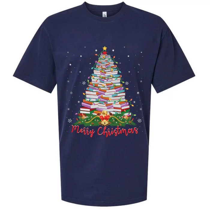 Xmas Light Book Lover Librarian Library Books Christmas Tree Sueded Cloud Jersey T-Shirt