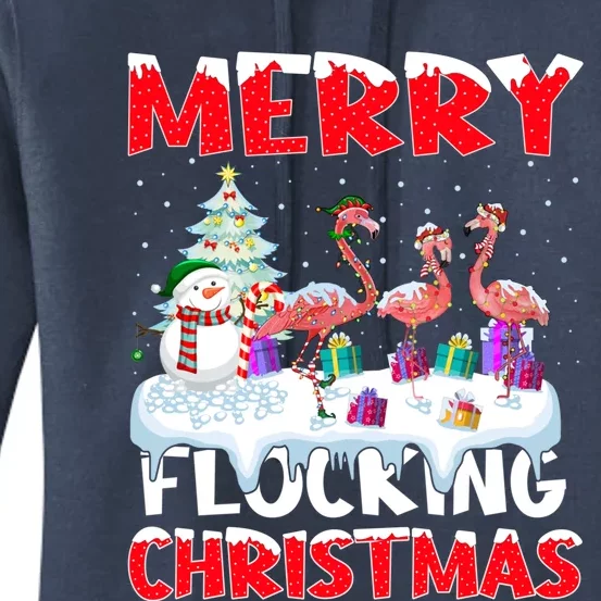 Xmas Lighting Funny Merry Flocking Flamingo Christmas Meaningful Gift Women's Pullover Hoodie