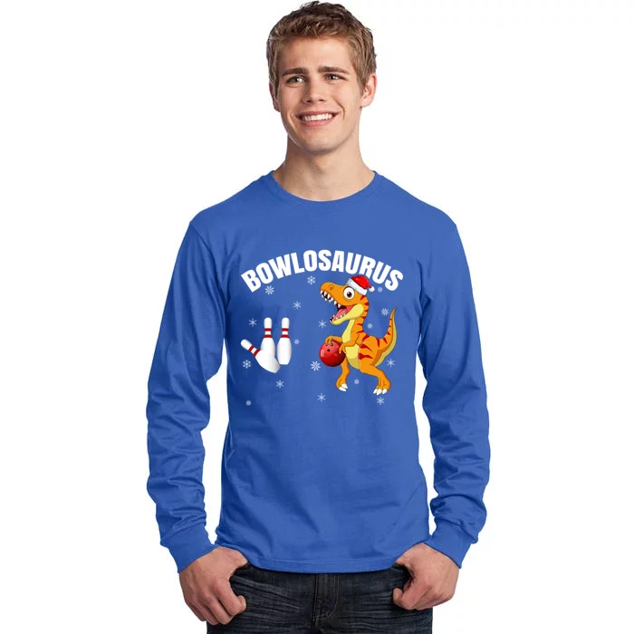 Xmas Lighting Funny Dinosaur Playing Bowling Christmas Gift Tall Long Sleeve T-Shirt