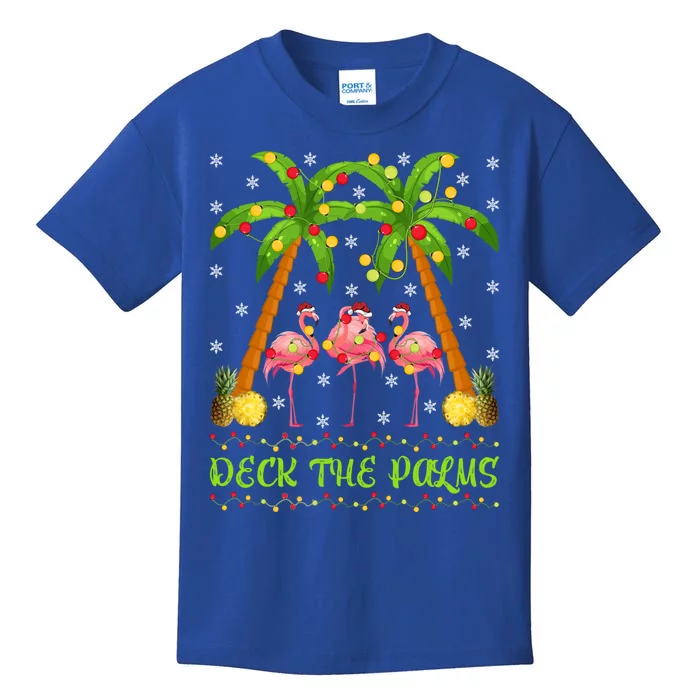 Xmas Lighting Holiday Deck The Palms Flamingo Christmas Gift Kids T-Shirt