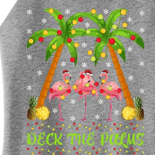 Xmas Lighting Holiday Deck The Palms Flamingo Christmas Gift Women’s Perfect Tri Rocker Tank