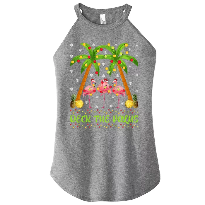 Xmas Lighting Holiday Deck The Palms Flamingo Christmas Gift Women’s Perfect Tri Rocker Tank