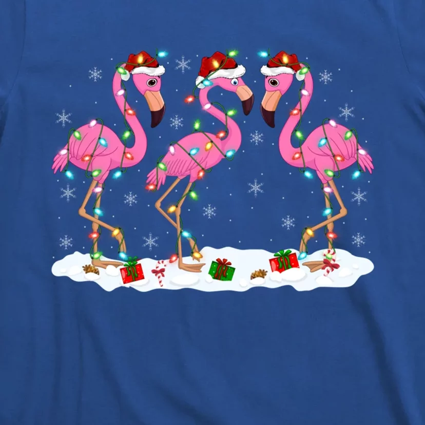 Xmas Lighting Holiday Santa Pink Flamingo Christmas Gift T-Shirt