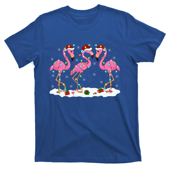 Xmas Lighting Holiday Santa Pink Flamingo Christmas Gift T-Shirt