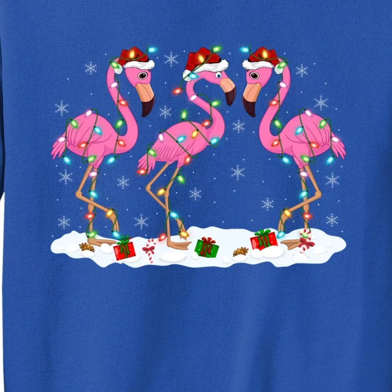 Xmas Lighting Holiday Santa Pink Flamingo Christmas Gift Tall Sweatshirt