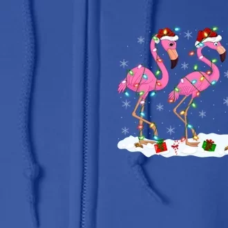 Xmas Lighting Holiday Santa Pink Flamingo Christmas Gift Full Zip Hoodie