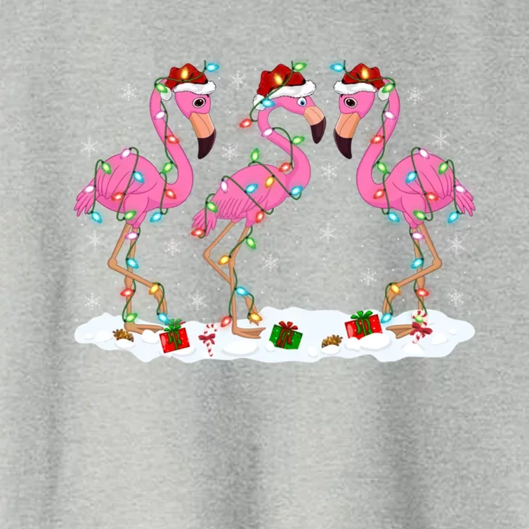 Xmas Lighting Holiday Santa Pink Flamingo Christmas Gift Women's Crop Top Tee