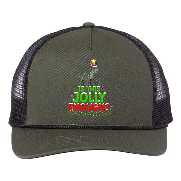 Xmas Lighting Is This Jolly Enough Mule Christmas Tree Gift Retro Rope Trucker Hat Cap