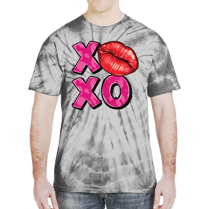 Xoxo Lips Kiss Valentines Day Tie-Dye T-Shirt