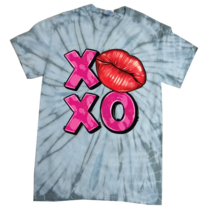 Xoxo Lips Kiss Valentines Day Tie-Dye T-Shirt