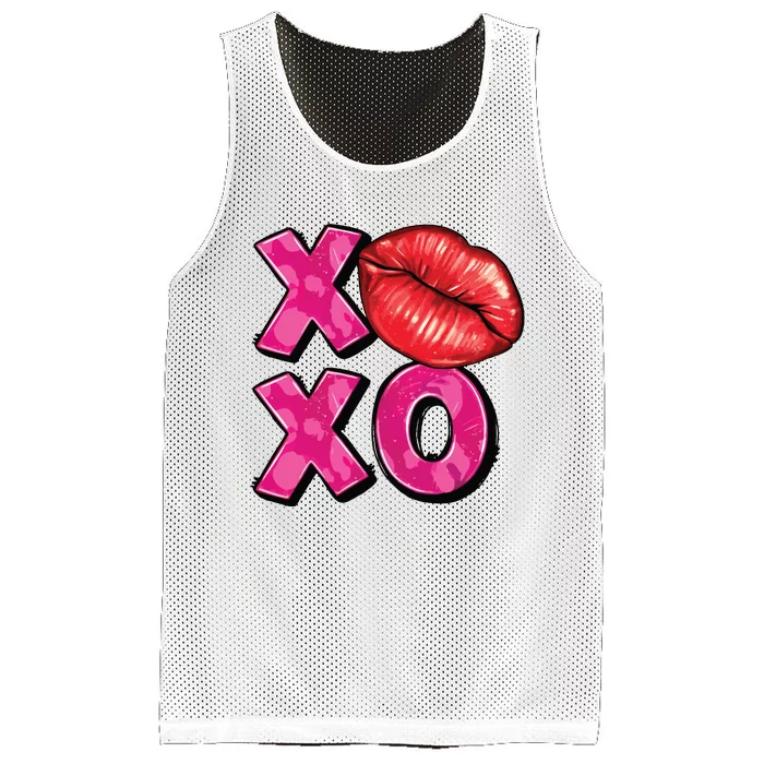 Xoxo Lips Kiss Valentines Day Mesh Reversible Basketball Jersey Tank