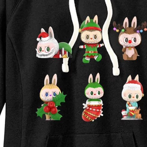 Xmas Labubu Lover Labubu The Monsters Christmas Santa Women's Fleece Hoodie