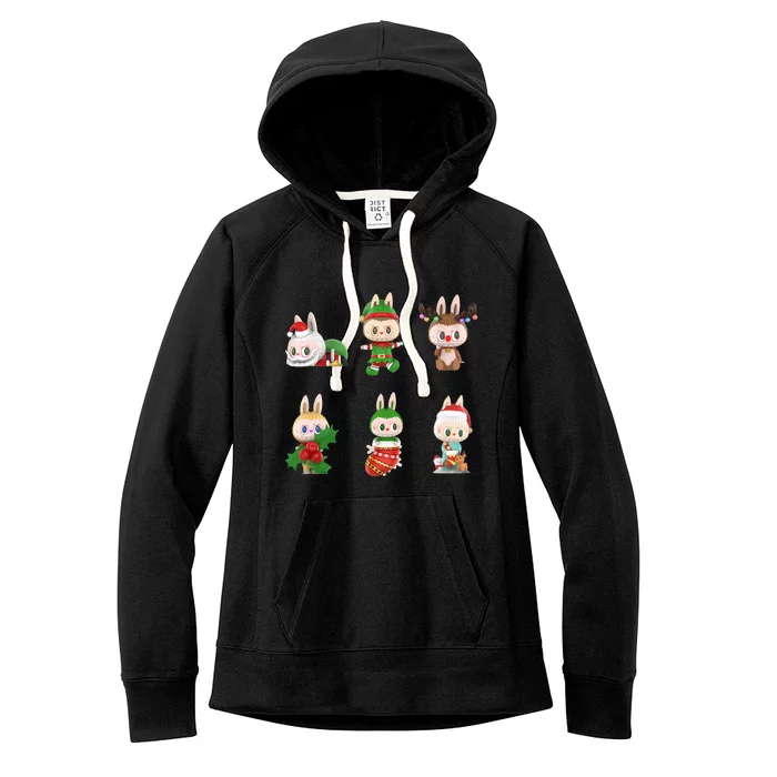 Xmas Labubu Lover Labubu The Monsters Christmas Santa Women's Fleece Hoodie