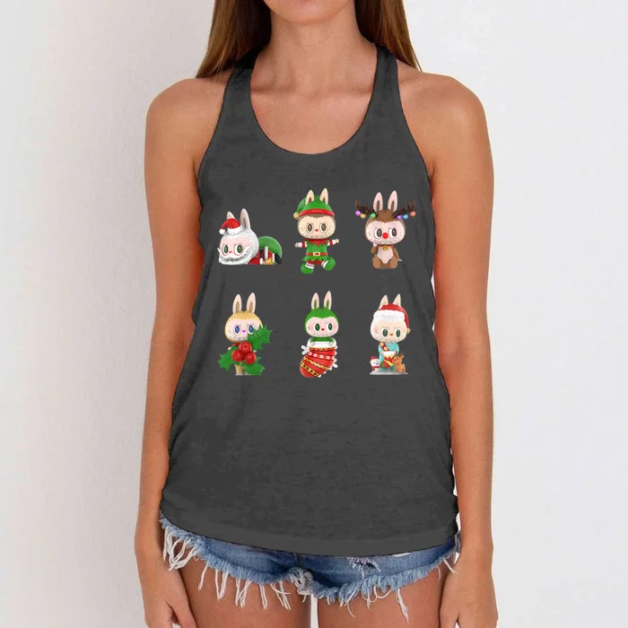 Xmas Labubu Lover Labubu The Monsters Christmas Santa Women's Knotted Racerback Tank