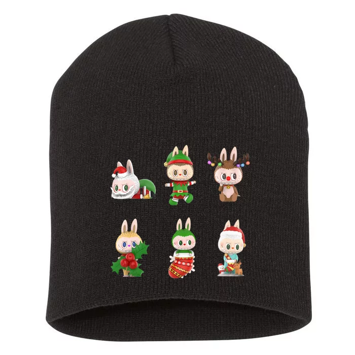 Xmas Labubu Lover Labubu The Monsters Christmas Santa Short Acrylic Beanie