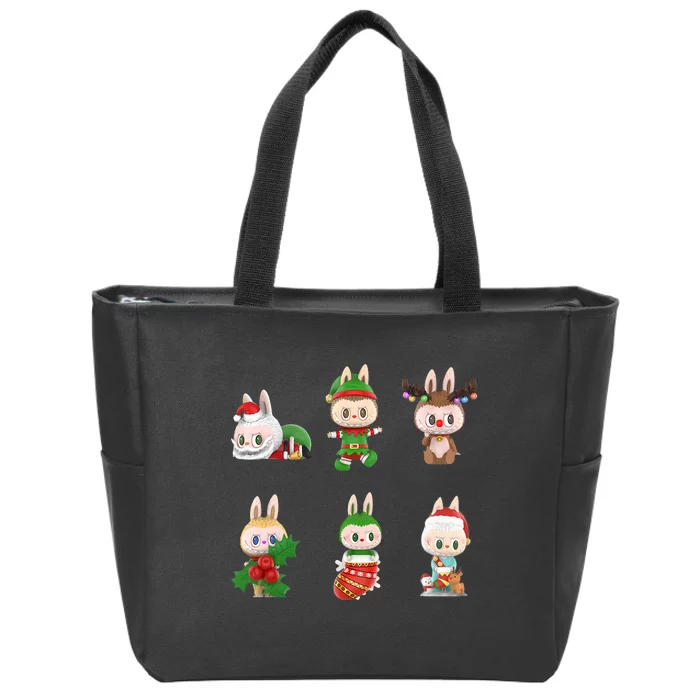 Xmas Labubu Lover Labubu The Monsters Christmas Santa Zip Tote Bag