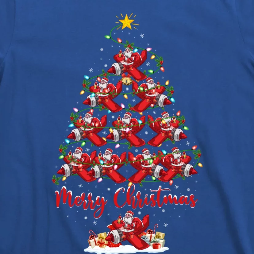 Xmas Lighting Matching Santa Airplane Christmas Tree Gift T-Shirt