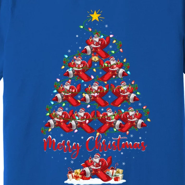 Xmas Lighting Matching Santa Airplane Christmas Tree Gift Premium T-Shirt