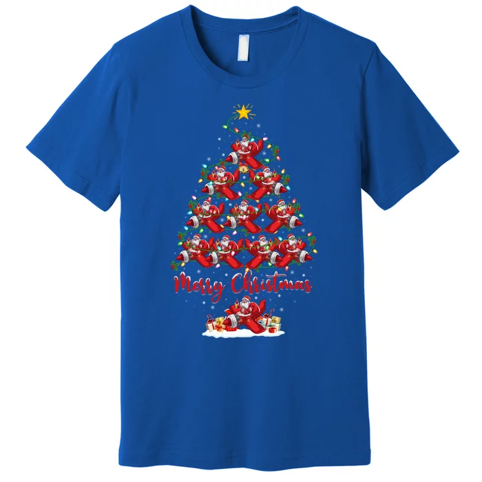 Xmas Lighting Matching Santa Airplane Christmas Tree Gift Premium T-Shirt