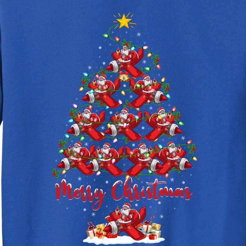 Xmas Lighting Matching Santa Airplane Christmas Tree Gift Tall Sweatshirt