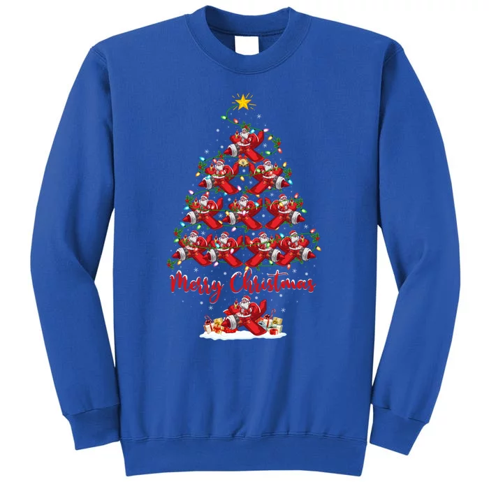 Xmas Lighting Matching Santa Airplane Christmas Tree Gift Tall Sweatshirt