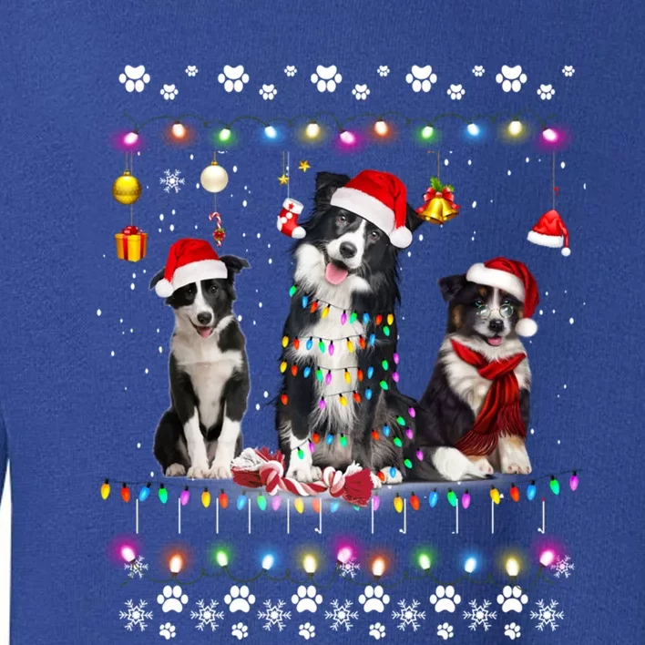 Xmas Lighting Matching Ugly Border Collie Dog Christmas Gift Toddler Sweatshirt