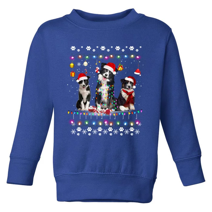 Xmas Lighting Matching Ugly Border Collie Dog Christmas Gift Toddler Sweatshirt