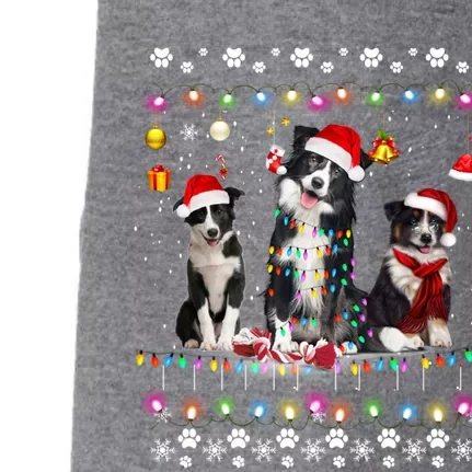 Xmas Lighting Matching Ugly Border Collie Dog Christmas Gift Doggie 3-End Fleece Hoodie