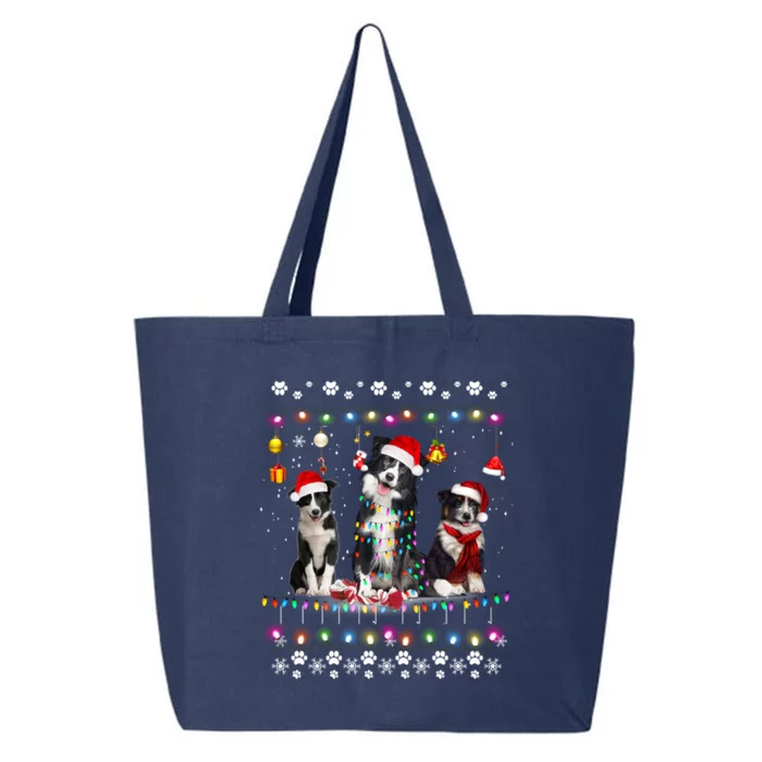 Xmas Lighting Matching Ugly Border Collie Dog Christmas Gift 25L Jumbo Tote