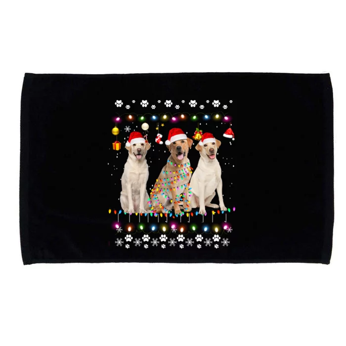 Xmas Lighting Matching Ugly Labrador Retriever Dog Christmas Gift Microfiber Hand Towel