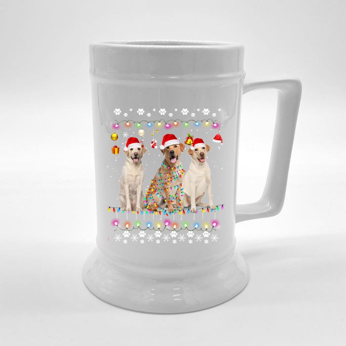 Xmas Lighting Matching Ugly Labrador Retriever Dog Christmas Gift Front & Back Beer Stein