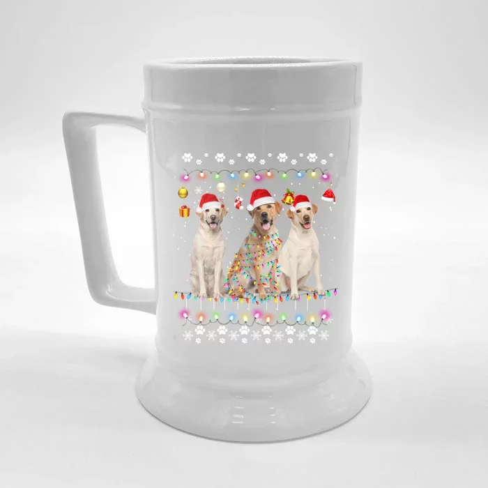 Xmas Lighting Matching Ugly Labrador Retriever Dog Christmas Gift Front & Back Beer Stein