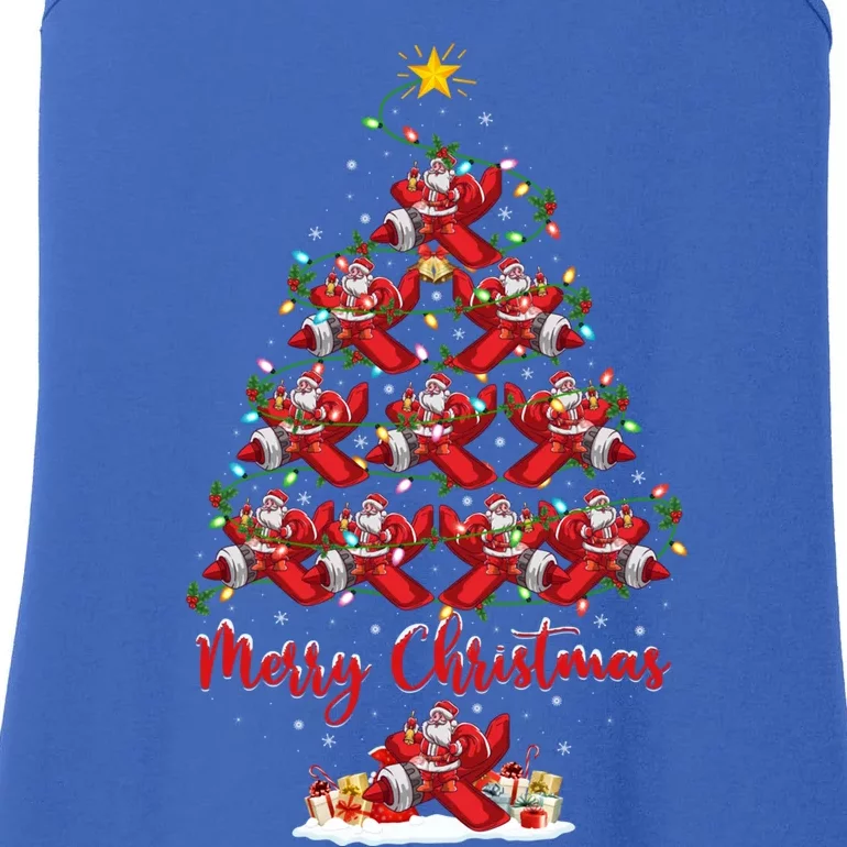 Xmas Lighting Matching Santa Airplane Christmas Tree Gift Ladies Essential Tank