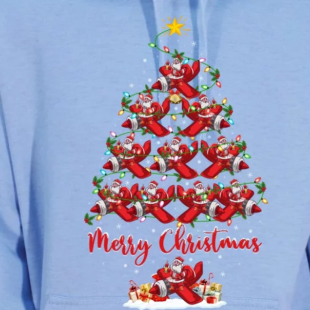 Xmas Lighting Matching Santa Airplane Christmas Tree Gift Unisex Surf Hoodie