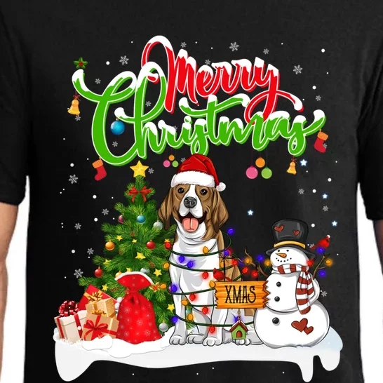 Xmas Lighting Matching Santa Beagle Dog Wearing Christmas Meaningful Gift Pajama Set