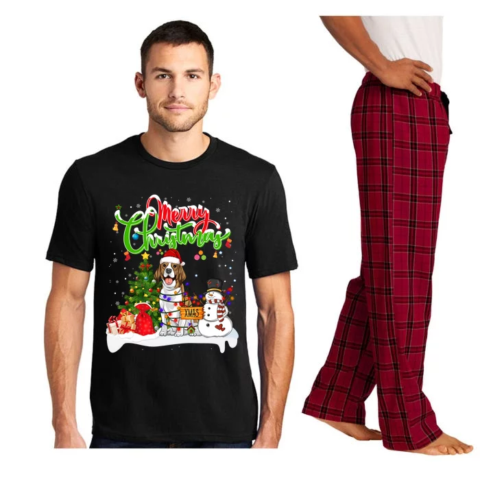 Xmas Lighting Matching Santa Beagle Dog Wearing Christmas Meaningful Gift Pajama Set