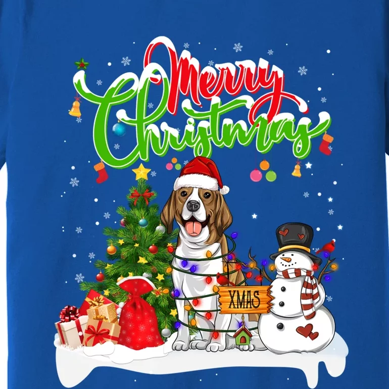 Xmas Lighting Matching Santa Beagle Dog Wearing Christmas Meaningful Gift Premium T-Shirt