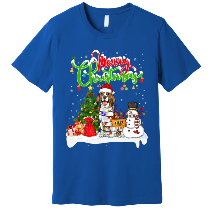 Xmas Lighting Matching Santa Beagle Dog Wearing Christmas Meaningful Gift Premium T-Shirt